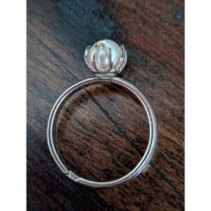 1967 Vintage Sarah Coventry Signed STERLING, faux Pearl Ring adjustable size